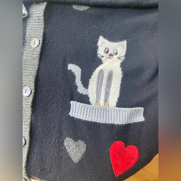 JOYE + FUN knitwear cardigan vintage cat Large - Picture 7 of 13